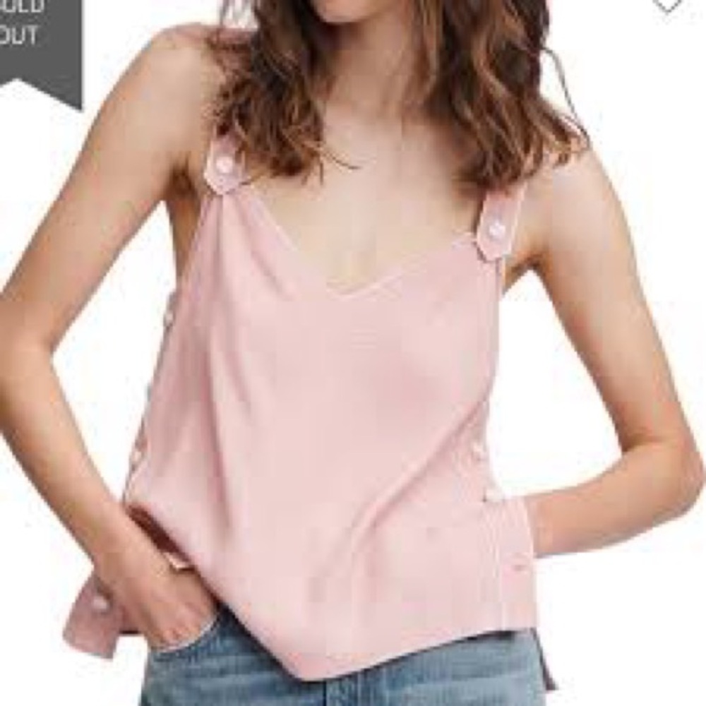 Rag & Bone Button Detail Tank Top Blush Cream Size Large